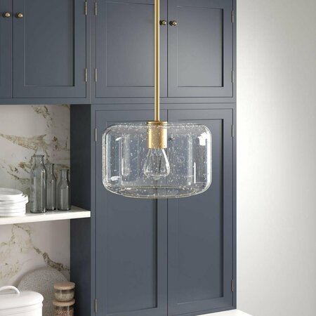 HUDSON & CANAL 11 in. Channing Pendant with Glass Shade Brass & Seeded PD1610